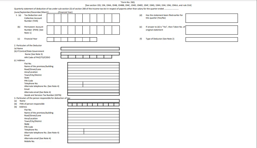 Form 26Q: TDS Return Filing for Non-Salary Deductions | Legal Tree ...