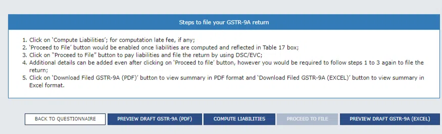 Online Filing of GSTR 9A