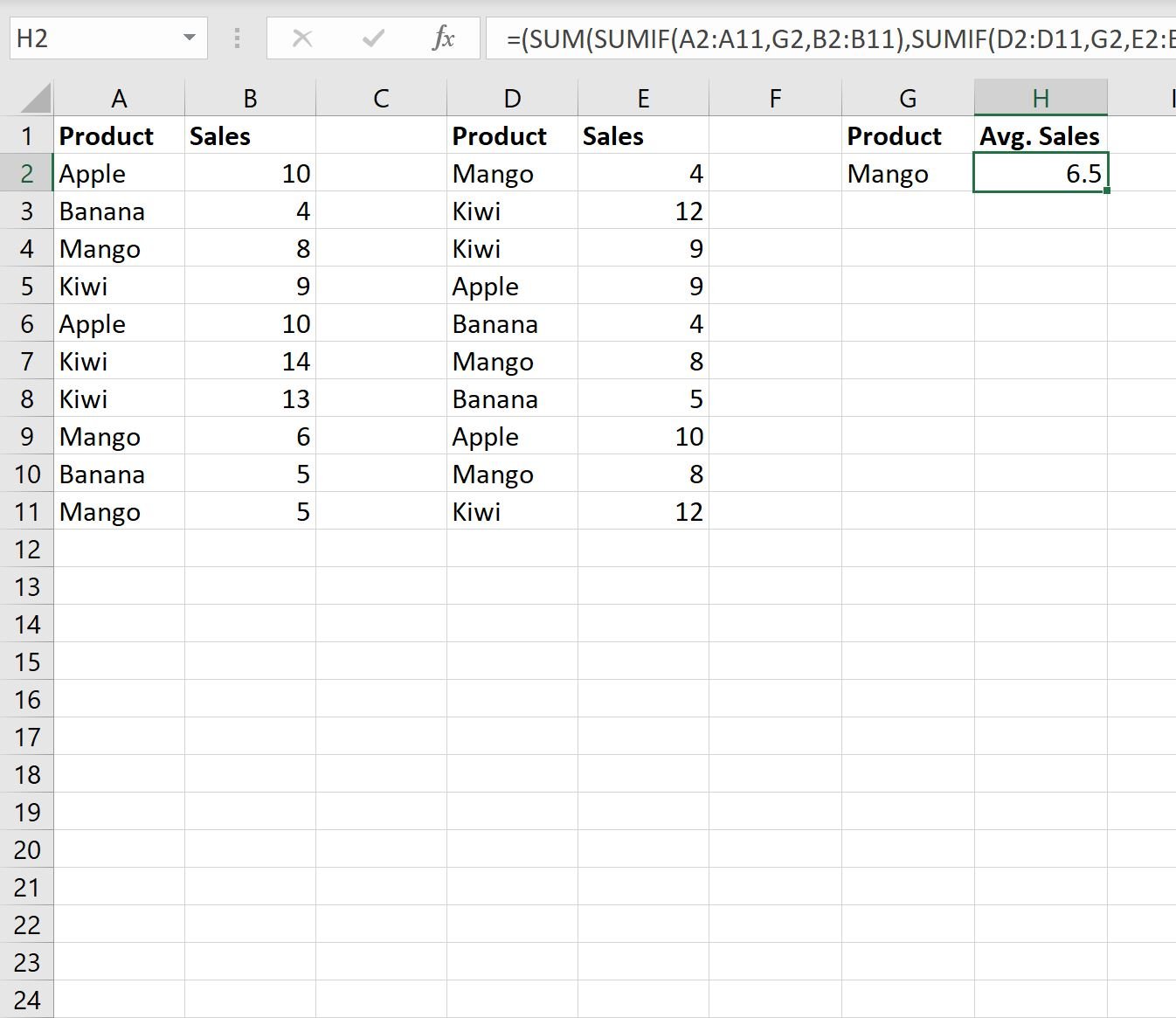 Excel AVERAGEIFS with multiple ranges