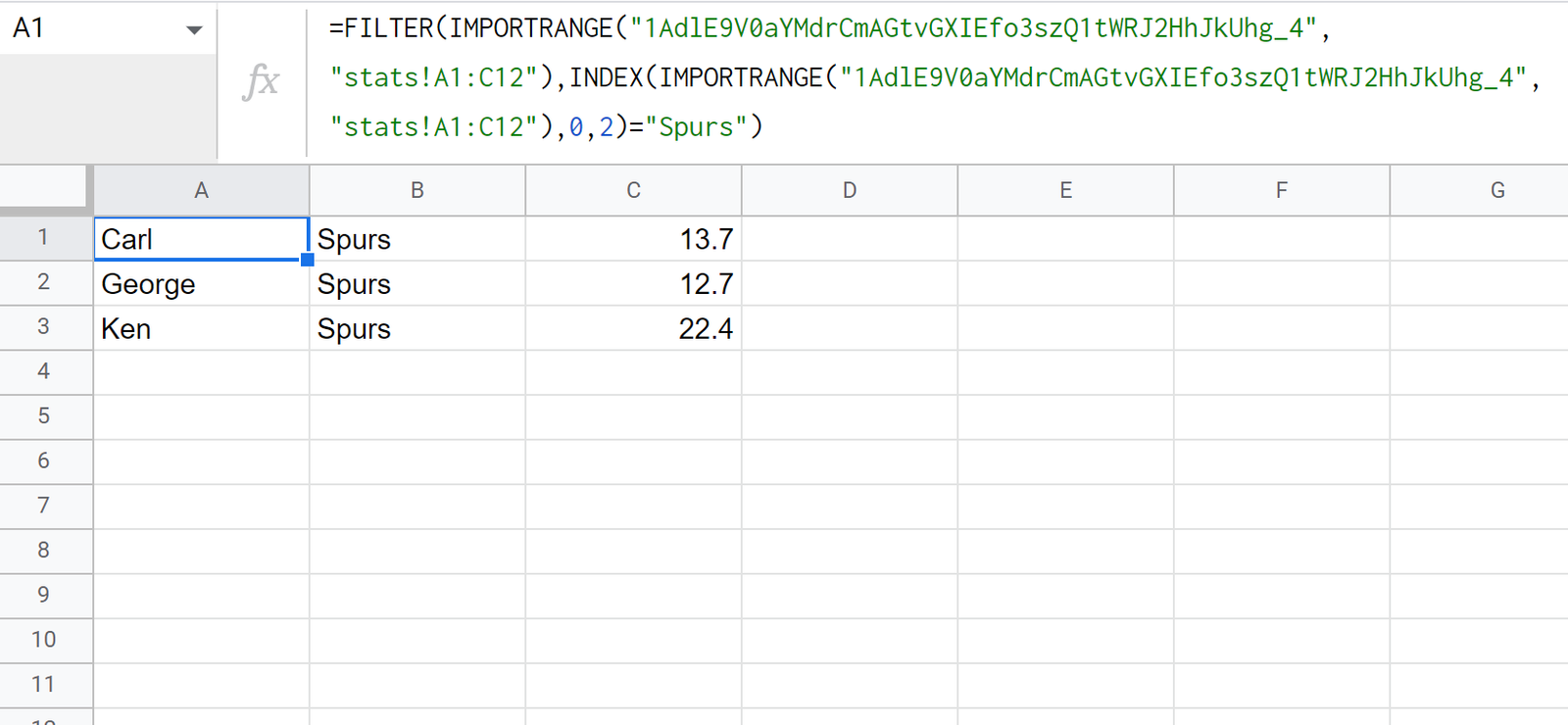 Google Sheets filter IMPORTRANGE data