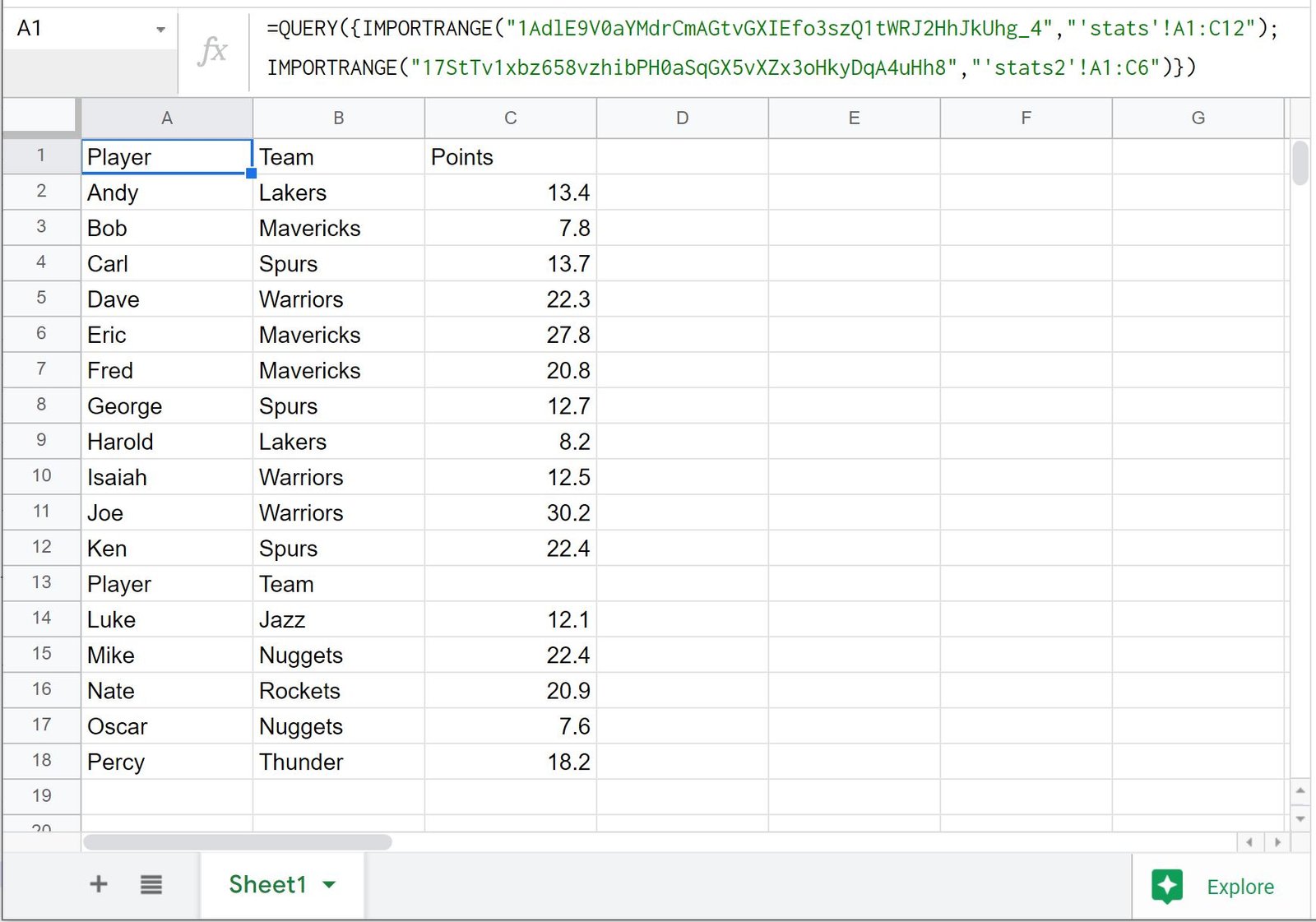 Google Sheets IMPORTRANGE with multiple sheets