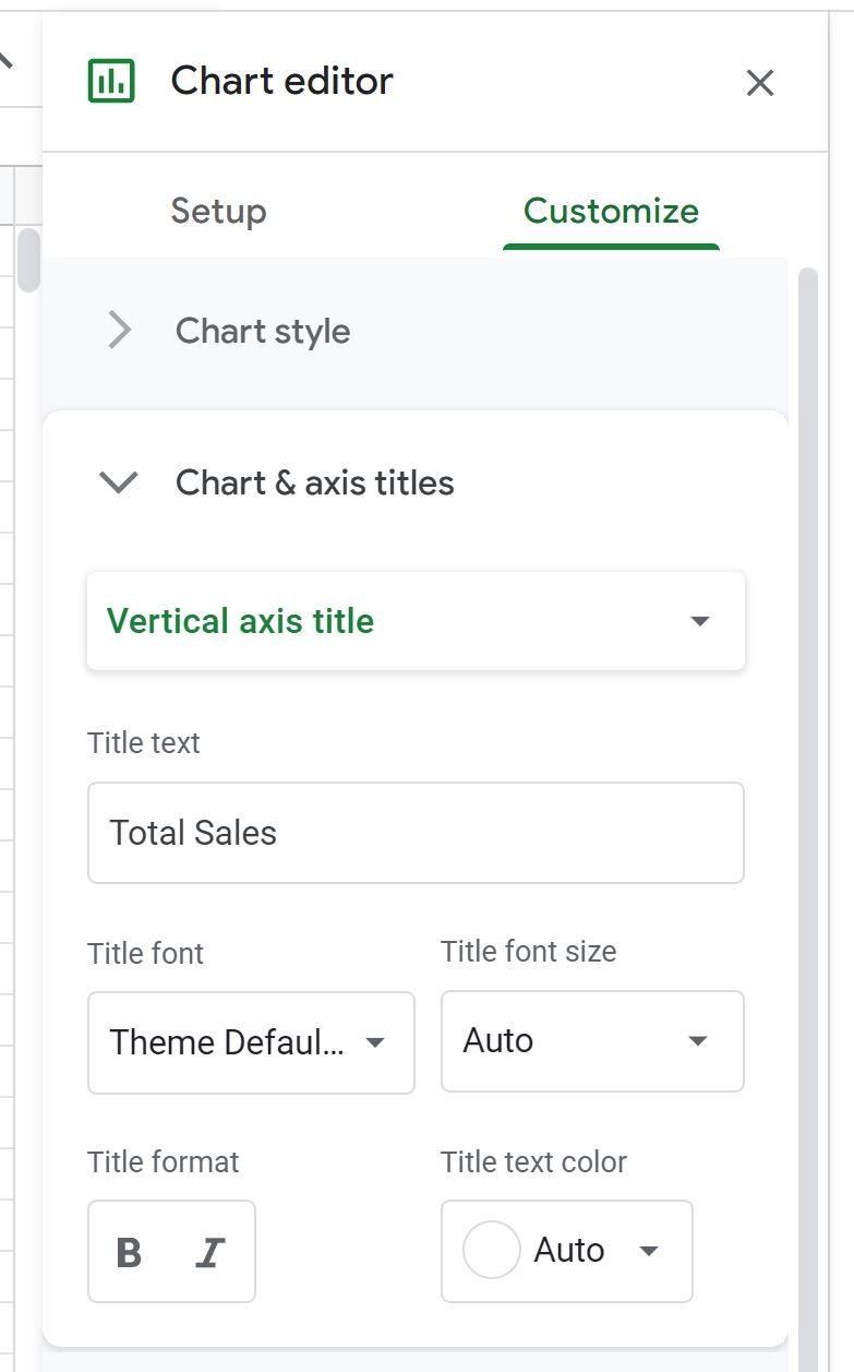 Google Sheets modify y-axis label