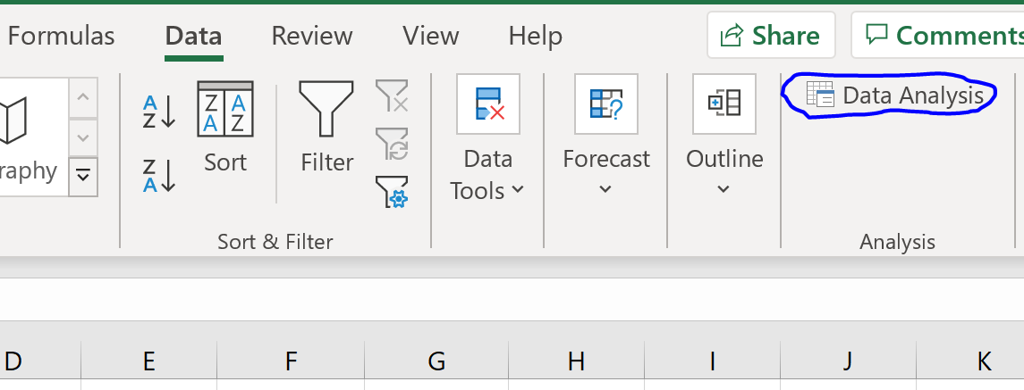 Data Analysis ToolPak in Excel