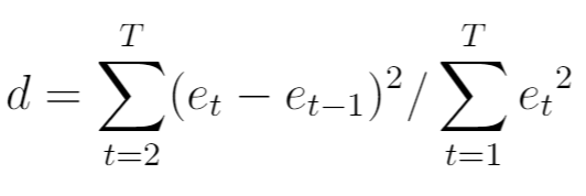 Durbin Watson test statistic