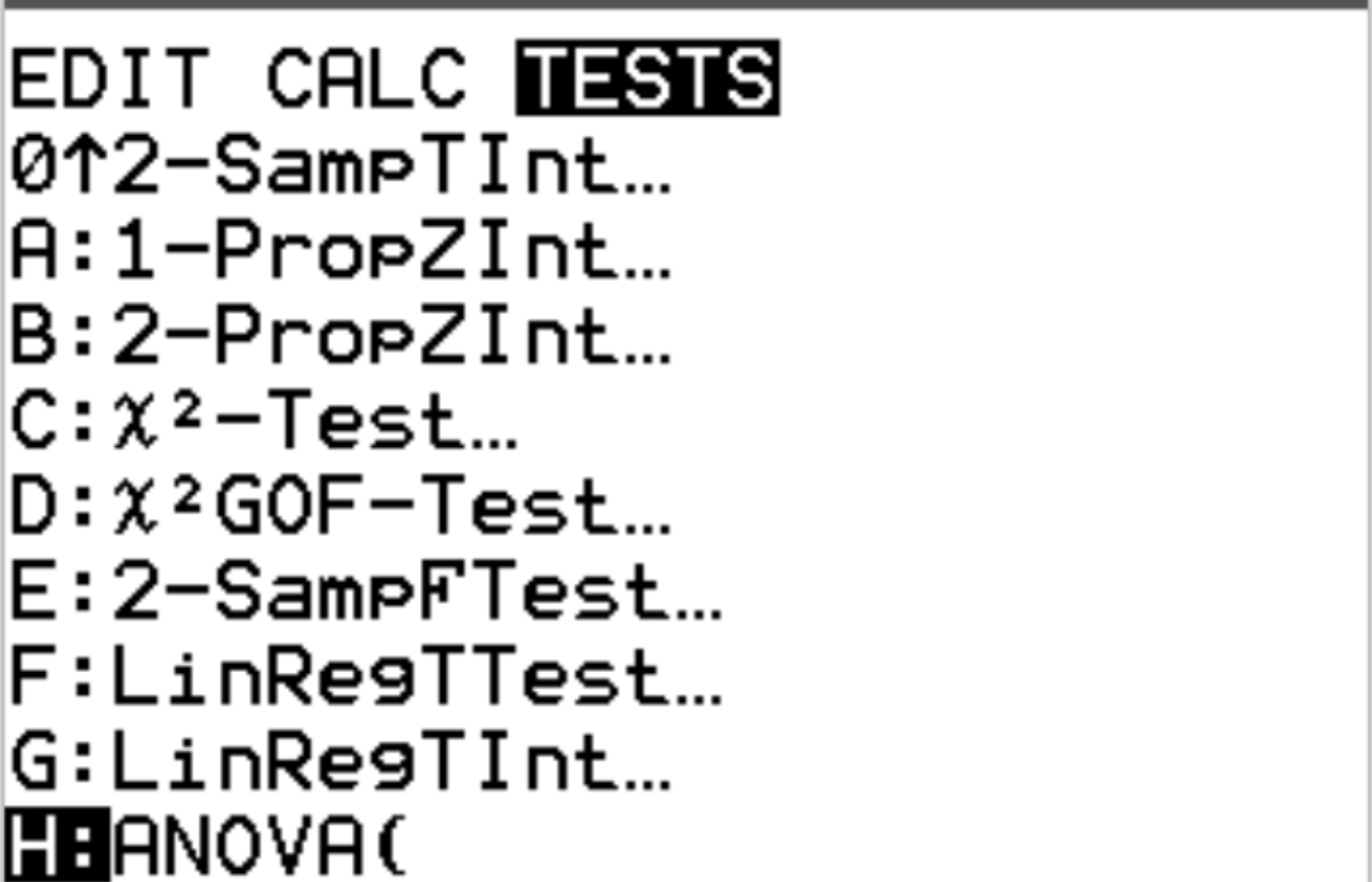 ANOVA on a TI-84 Calculator