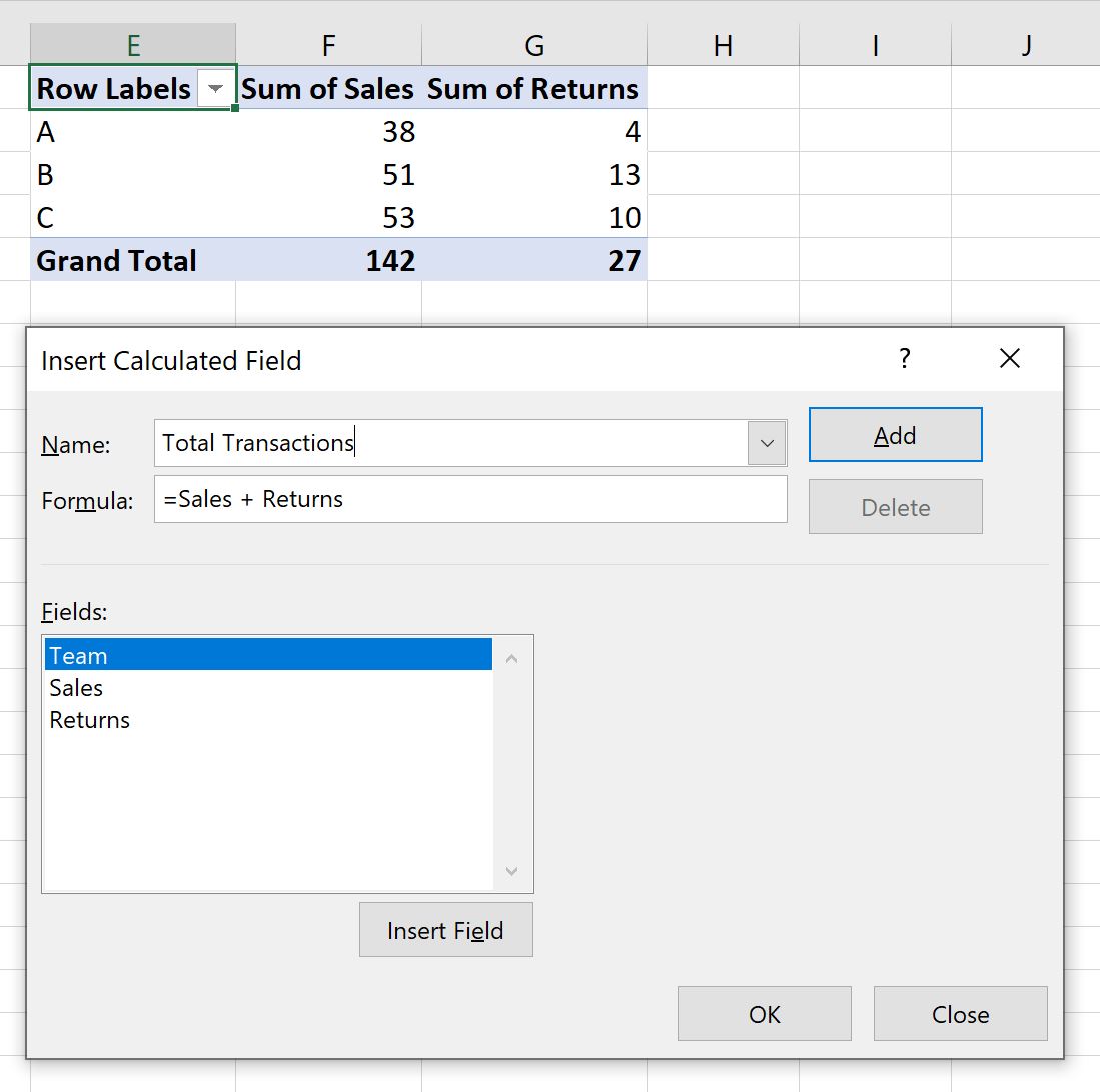 Excel pivot table sum two columns