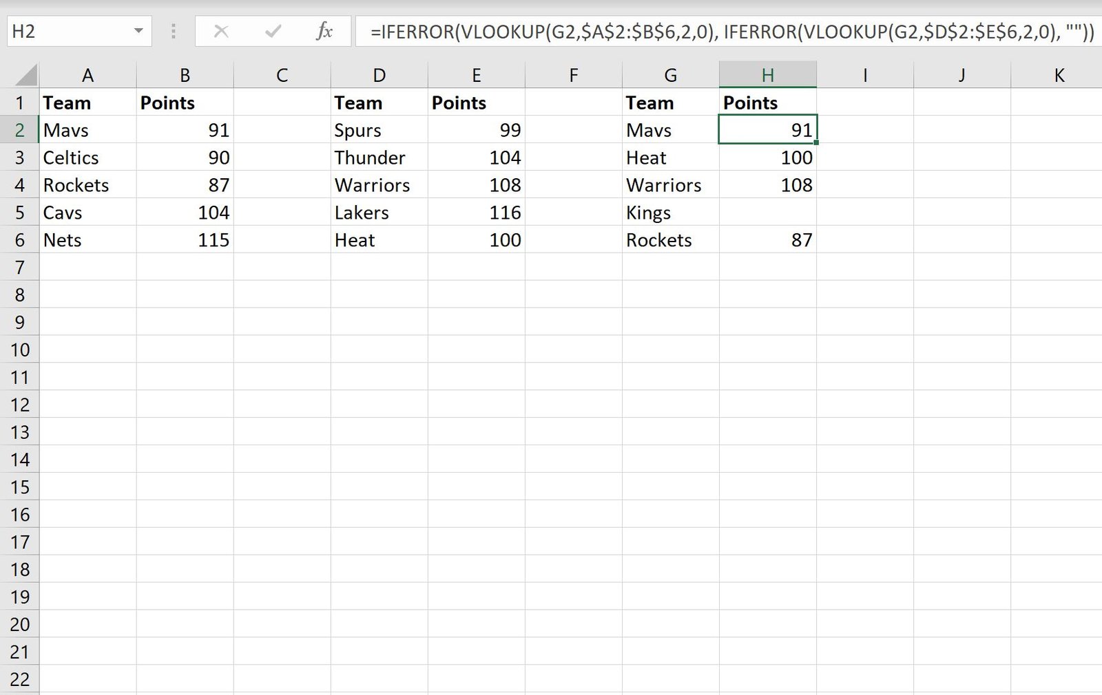 Nested IFERROR statement in Excel